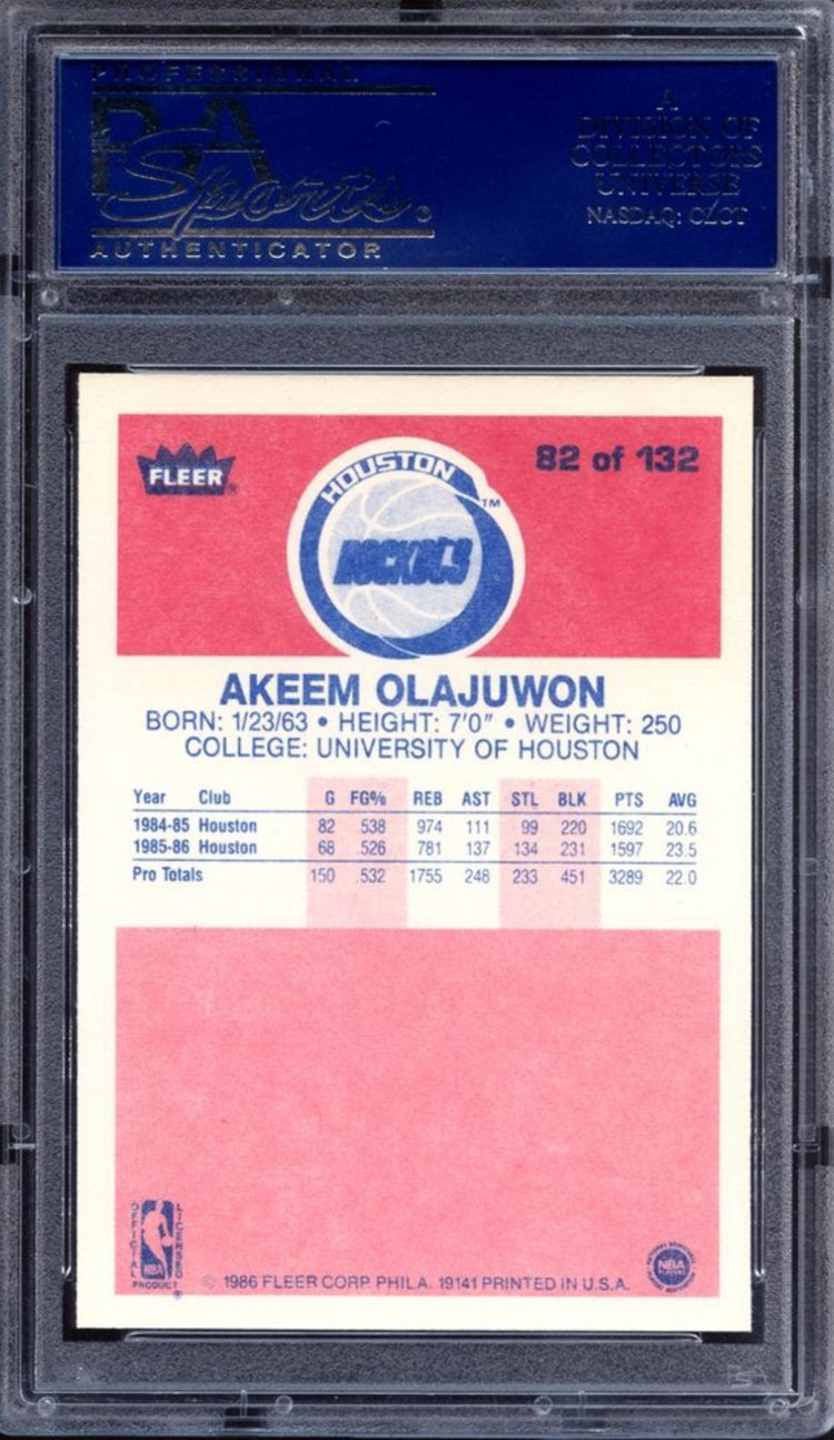 1986 Fleer #82 Hakeem Olajuwon PSA 9