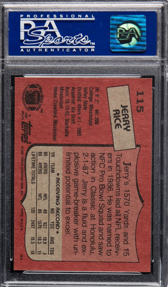 1987 Topps #115 Jerry Rice PSA GEM MINT 10
