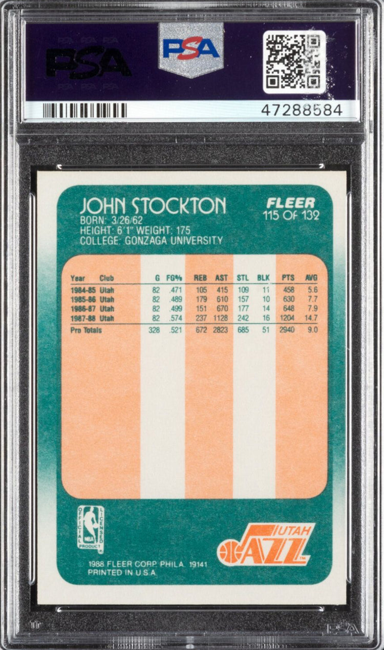 1988 Fleer #115 John Stockton PSA 10