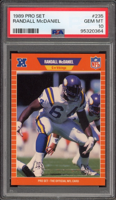 1989 Pro Set #235 Randall McDaniel ROOKIE PSA GEM MINT 10