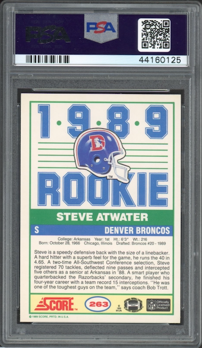 1989 Score #263 Steve Atwater ROOKIE PSA GEM MINT 10