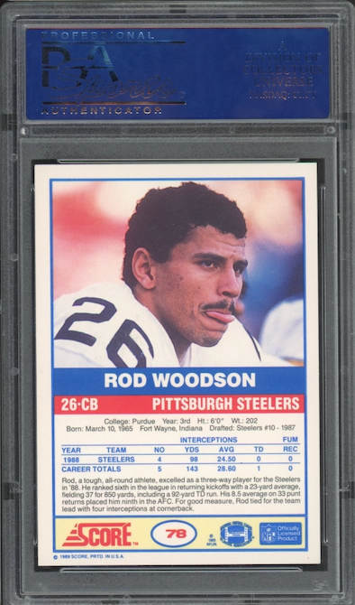 1989 Score #78 Rod Woodson ROOKIE PSA MINT 9