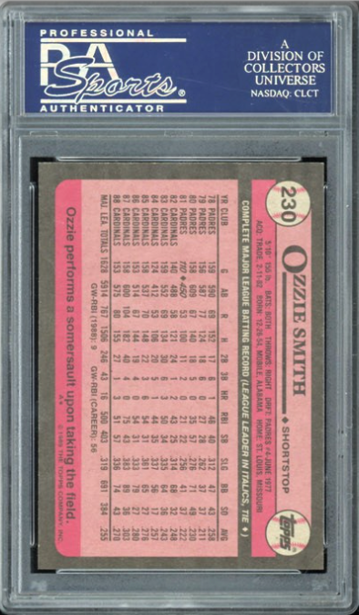 1989 Topps #230 Ozzie Smith PSA 10