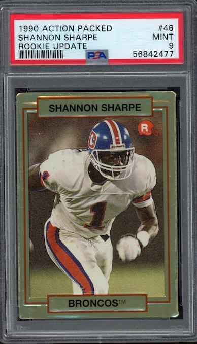 1990 Action Packed #46 Shannon Sharpe ROOKIE Update PSA MINT 9
