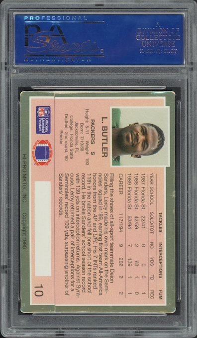 1990 Action Packed #10 Leroy Butler ROOKIE Update PSA MINT 9