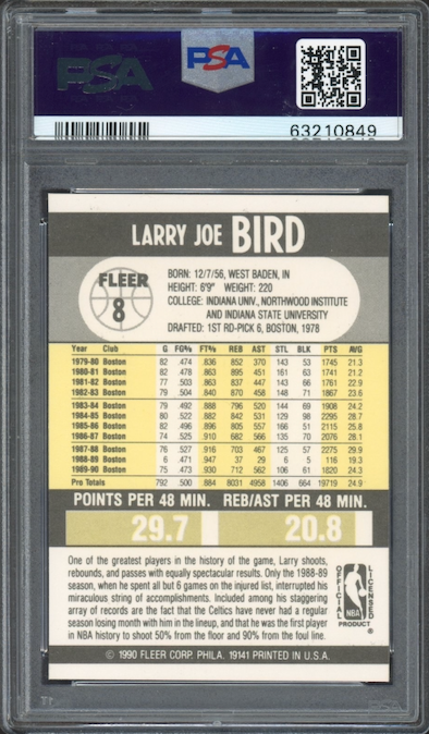 1990 Fleer #8 Larry Bird PSA GEM MINT 10