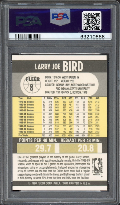 1990 Fleer #8 Larry Bird PSA GEM MINT 10