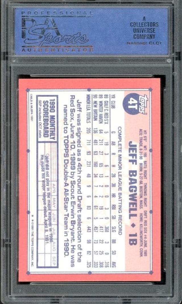 1991 Topps Traded #4T Jeff Bagwell PSA 9