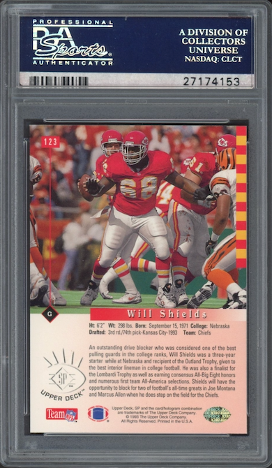 1993 SP #123 Will Shields ROOKIE PSA MINT 9