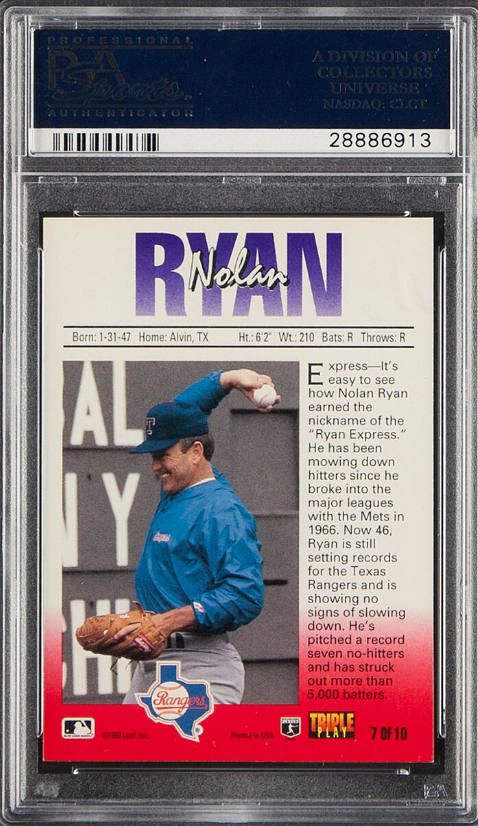 1993 Triple Play #7 Nolan Ryan PSA GEM MINT 10