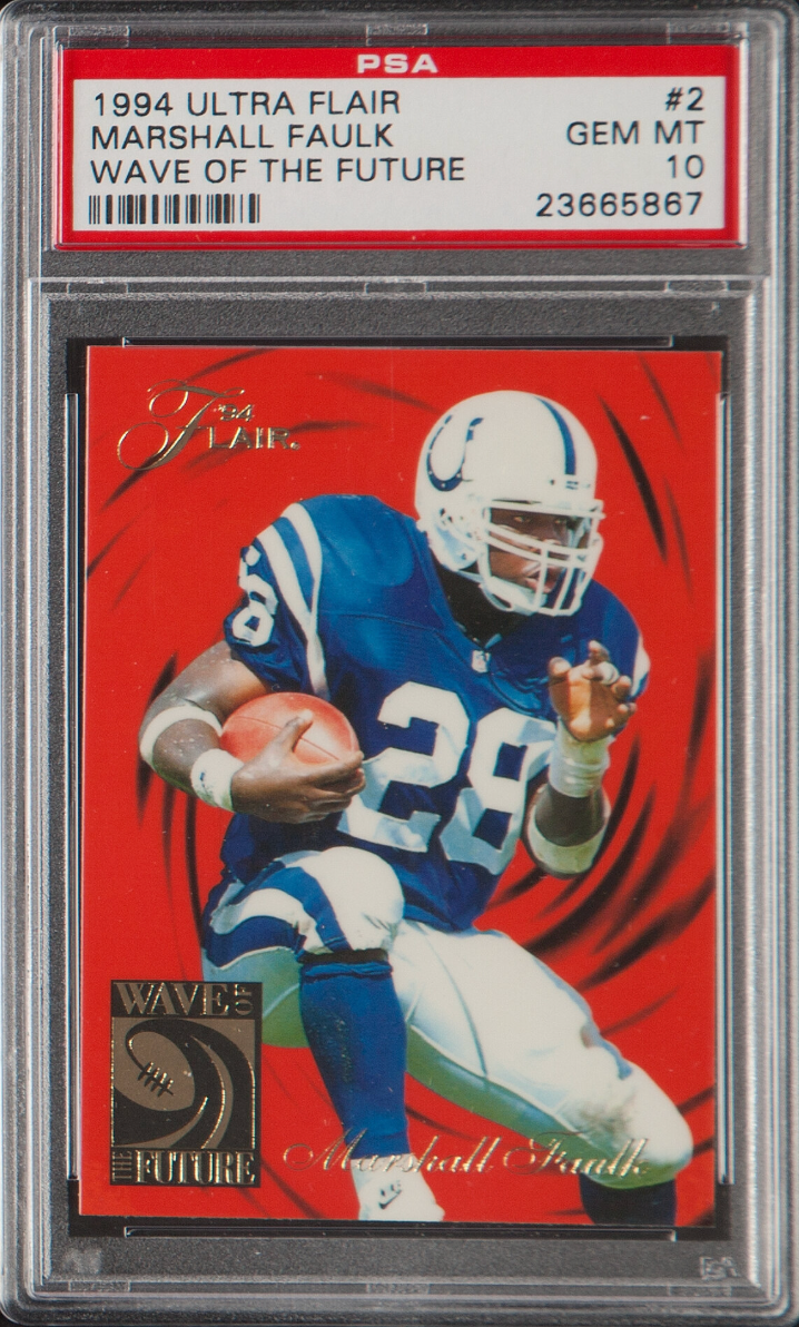 1994 Ultra Flair Wave of the Future #2 Marshall Faulk ROOKIE PSA GEM MINT 10