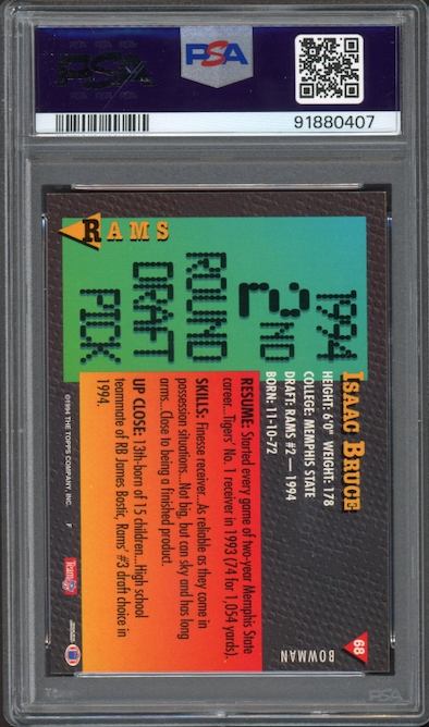 1994 Bowman #68 Isaac Bruce ROOKIE PSA MINT 9