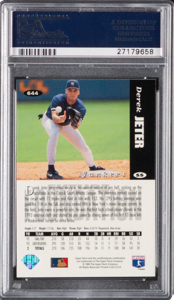 1994 Coll. Choice White Leather Variation #644 Derek Jeter PSA 10
