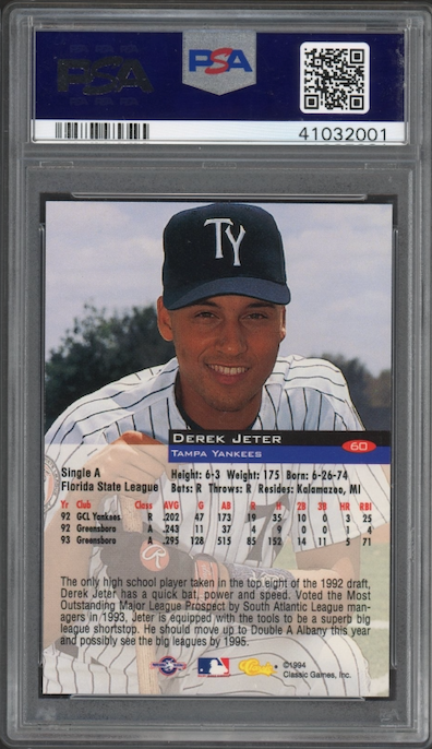 1994 Classic #60 Derek Jeter PSA 10