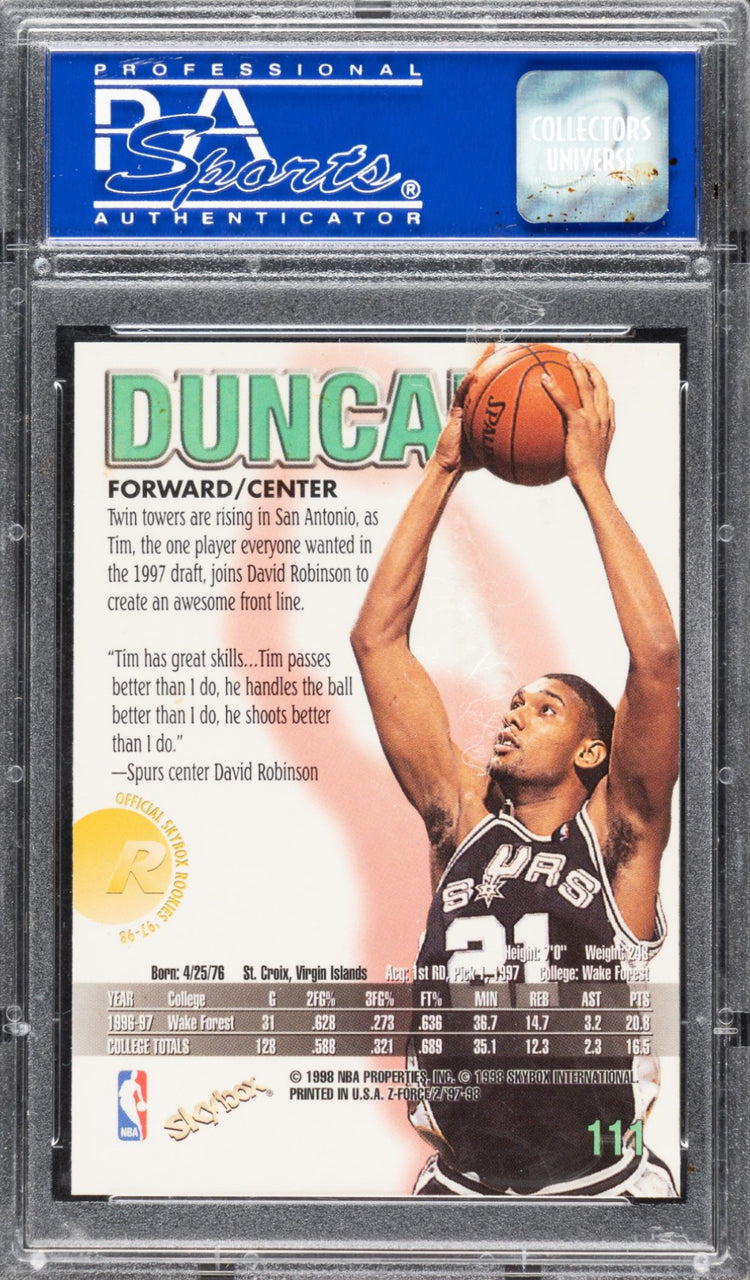 1997 Skybox Z-Force #111 Tim Duncan PSA 10