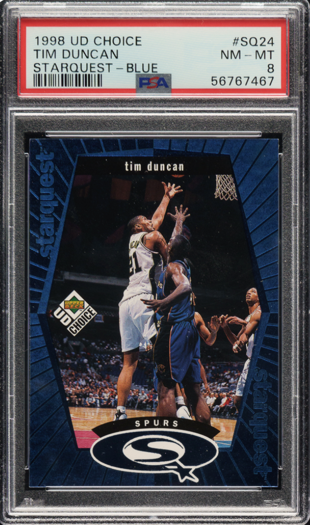 1998 UD Choice Starquest - Blue #SQ24 Tim Duncan PSA NM-MT 8