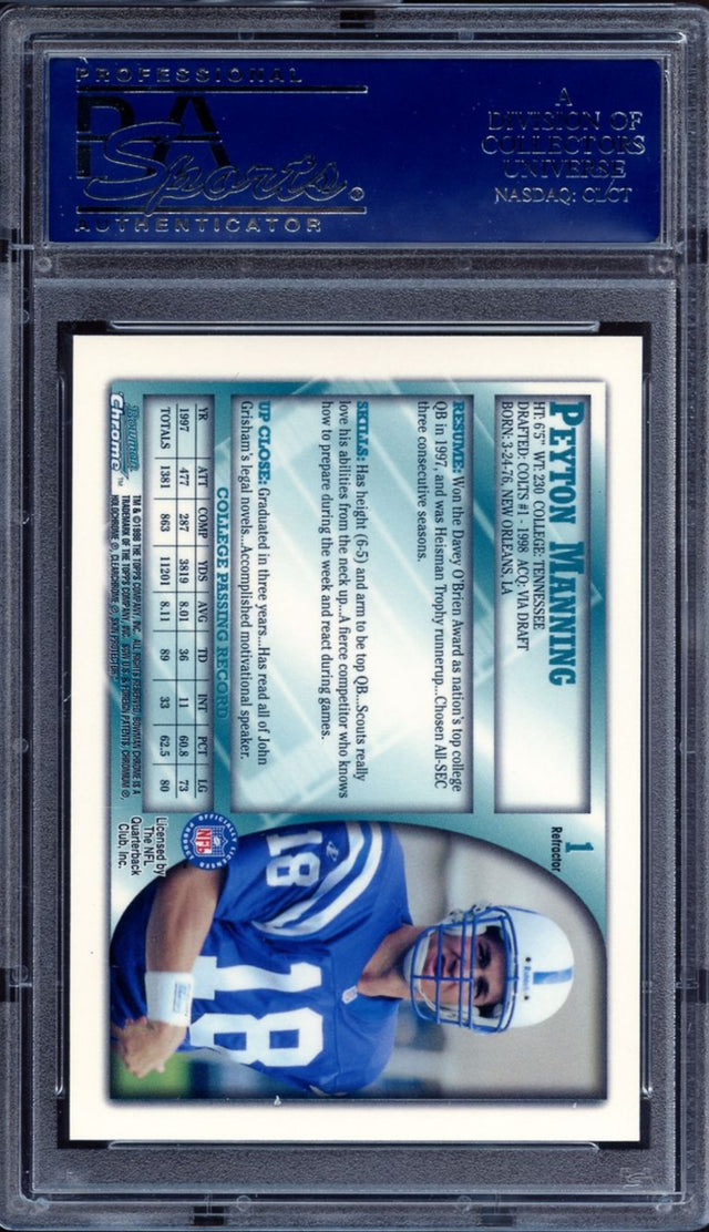 1998 Bowman Chrome Refractor #1 Peyton Manning PSA 9