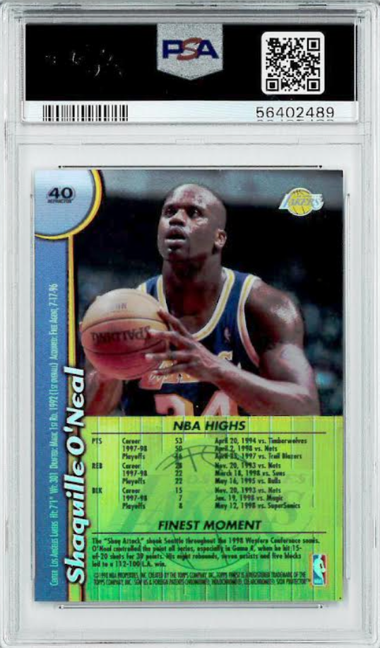 1998 Finest Non-Projected-Refractor #40 Shaquille O’Neal PSA 9