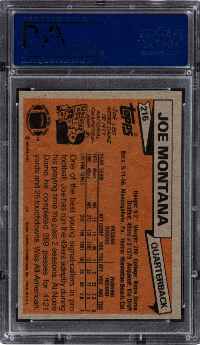 1981 Topps #216 Joe Montana PSA 8