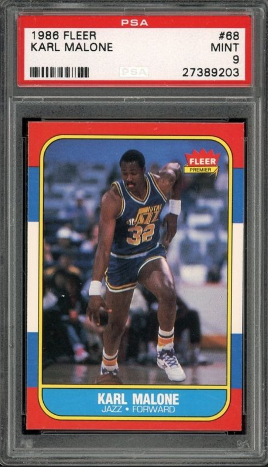 1986 Fleer #68 Karl Malone ROOKIE PSA MINT 9