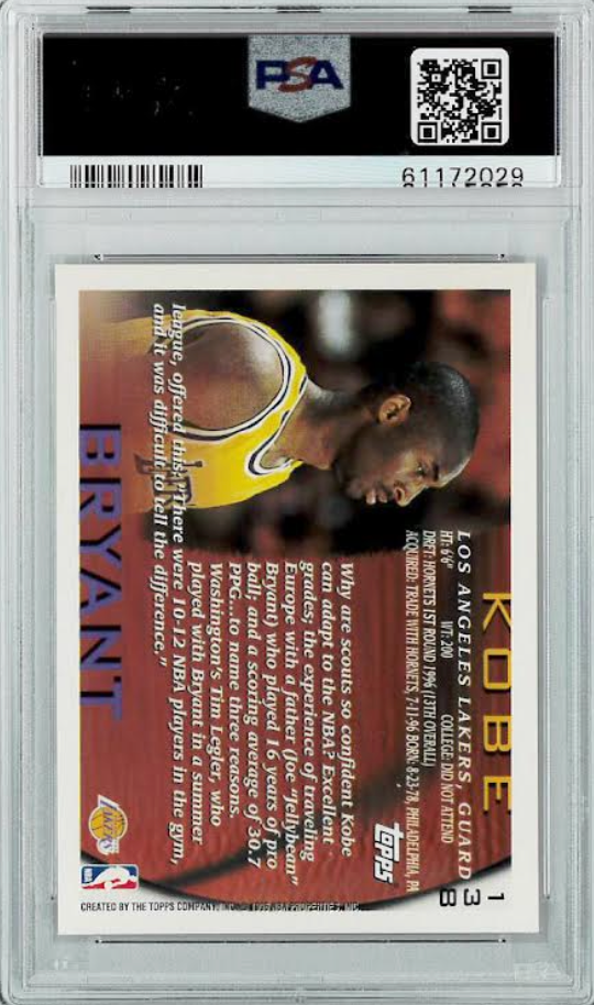 1996 Topps #138 Kobe Bryant PSA 9