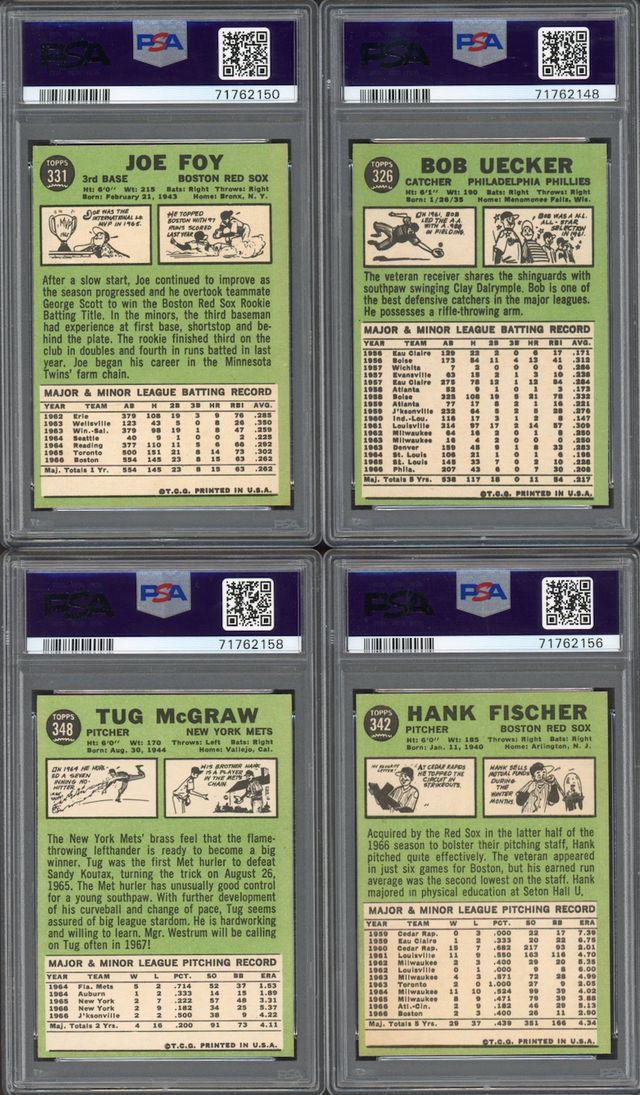 Lot of 8 1967 Topps Cards All Graded PSA EX-MT 6