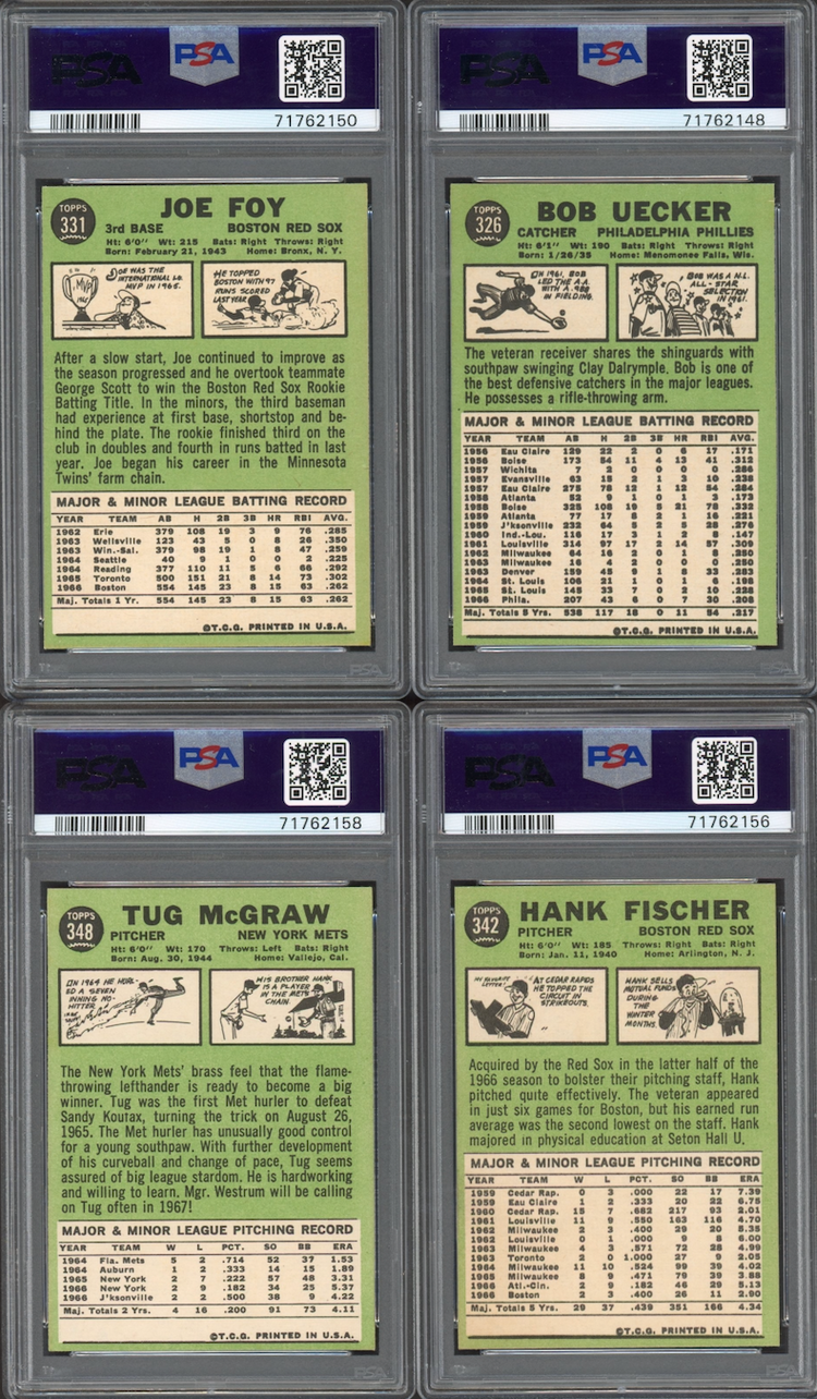 Lot of 8 1967 Topps Cards All Graded PSA EX-MT 6