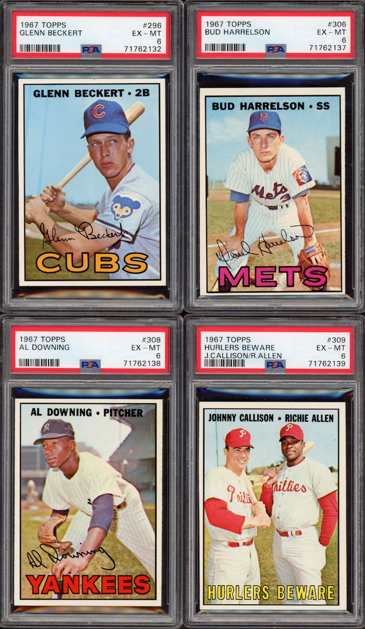 Lot of 8 1967 Topps Cards All Graded PSA EX-MT 6