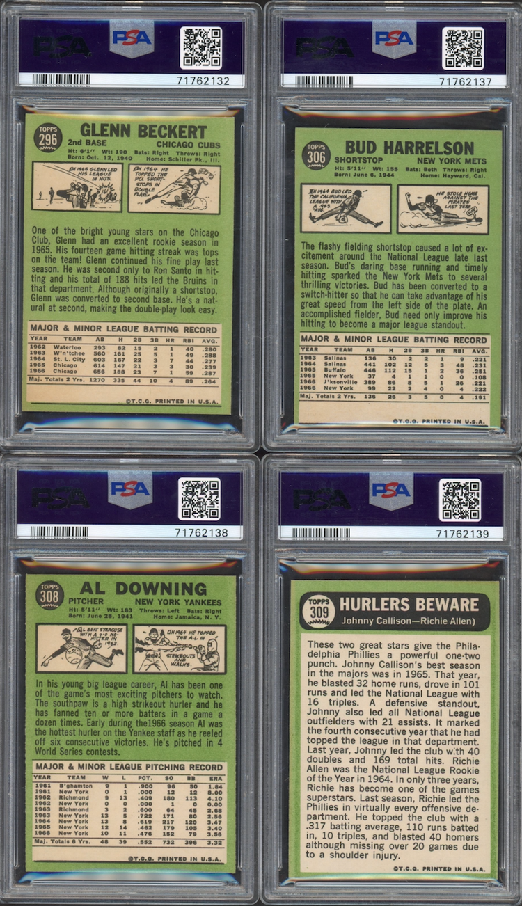 Lot of 8 1967 Topps Cards All Graded PSA EX-MT 6