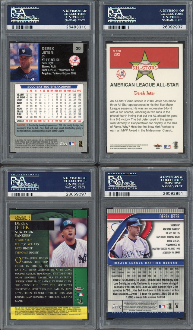 Lot of 4 2001 Derek Jeter PSA 10 Cards