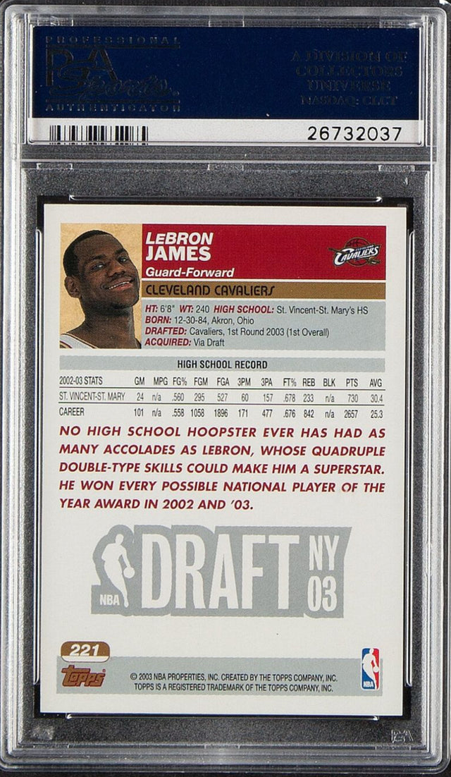 2003 Topps #221 Lebron James PSA 9
