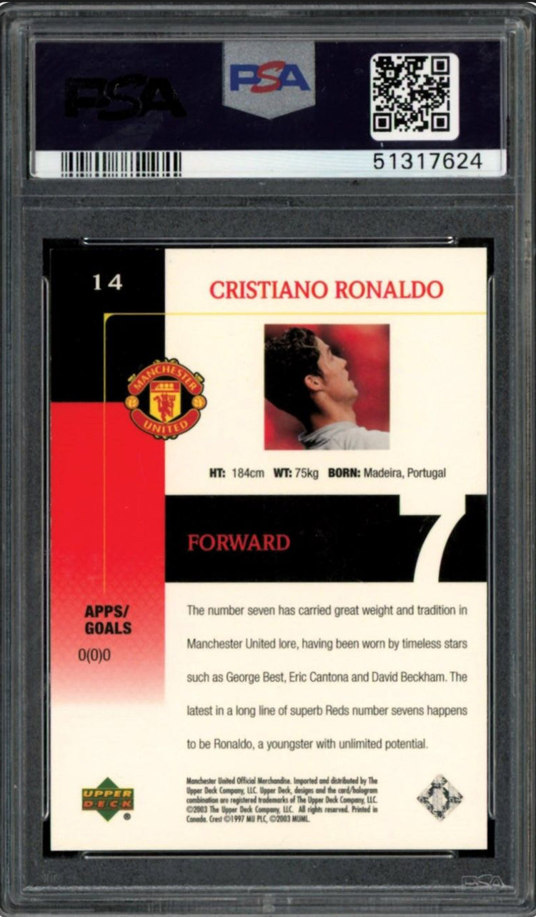 2003 Upper Deck Manchester United #14 Cristiano Ronaldo PSA 10
