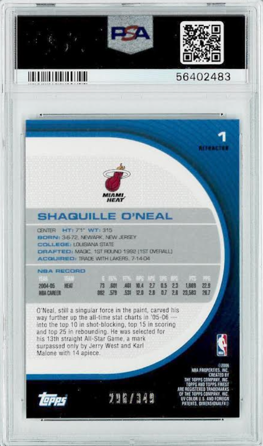 2005 Finest Refractor #1 Shaquille O’Neal PSA MINT 9