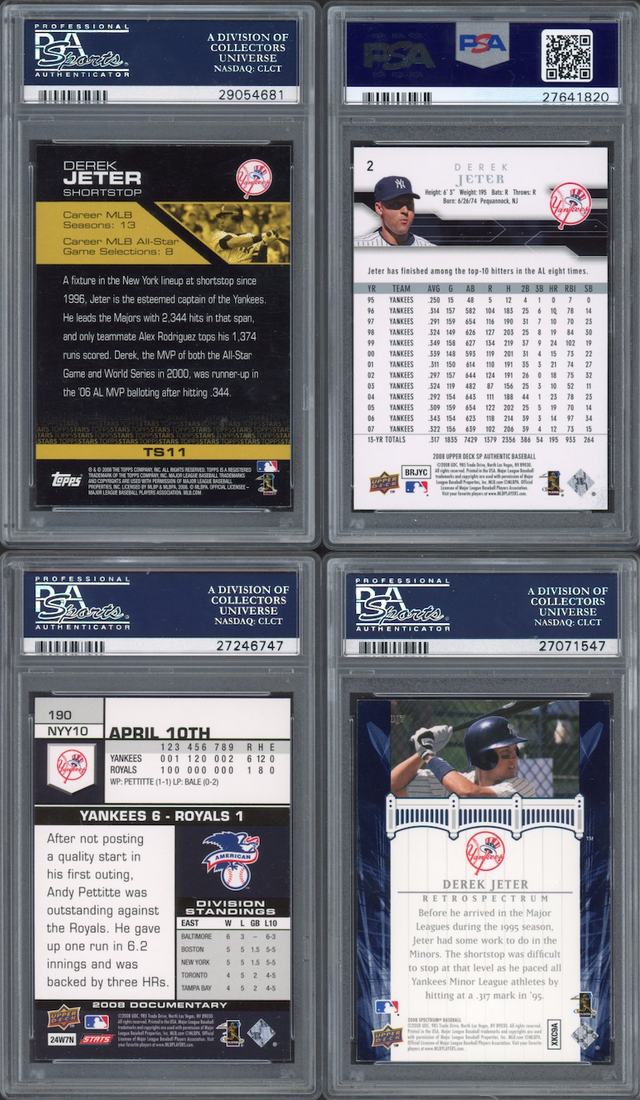 Lot of 4 2008 Derek Jeter PSA 10 Cards