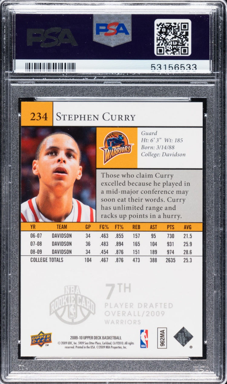 2009 Upper Deck #234 Stephen Curry PSA 10
