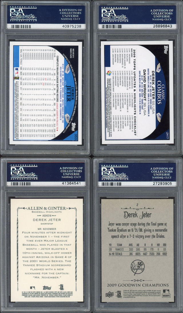 Lot of 4 2009 Derek Jeter PSA 10 Cards