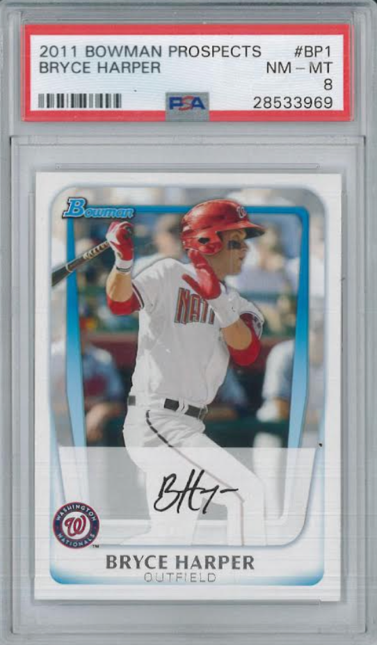2011 Bowman Chrome Prospects #BCP1 Bryce Harper ROOKIE PSA NM-MT 8