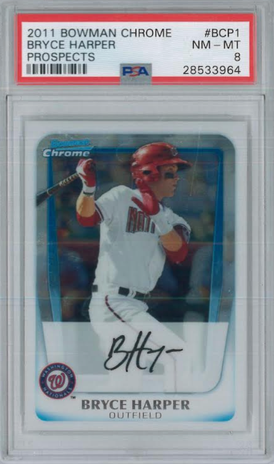 2011 Bowman Chrome Prospects #BCP1 Bryce Harper ROOKIE PSA NM-MT 8