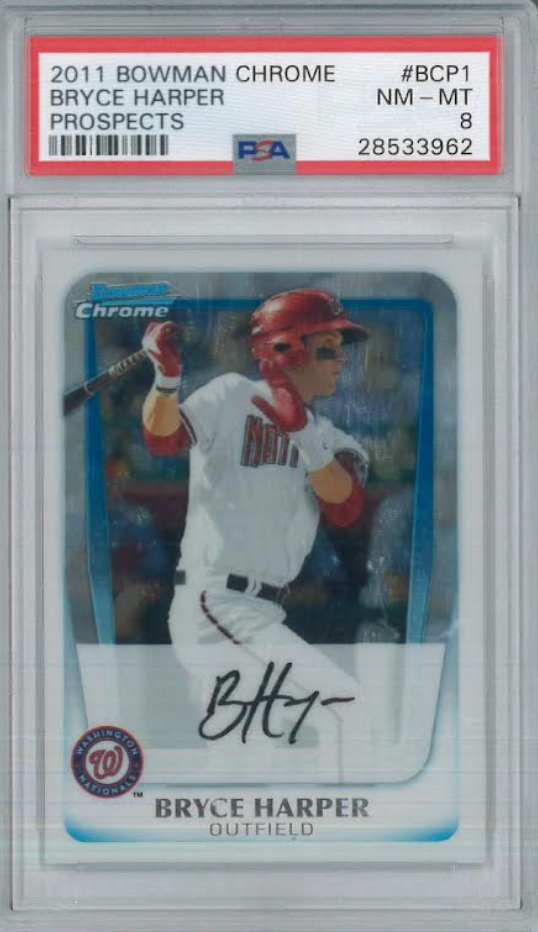 2011 Bowman Chrome Prospects #BCP1 Bryce Harper ROOKIE PSA NM-MT 8