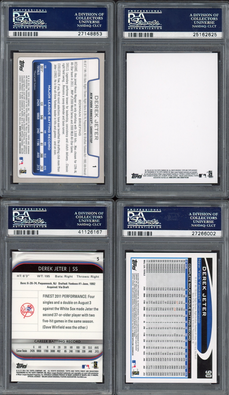 Lot of 4 2012 Derek Jeter PSA 10 Cards