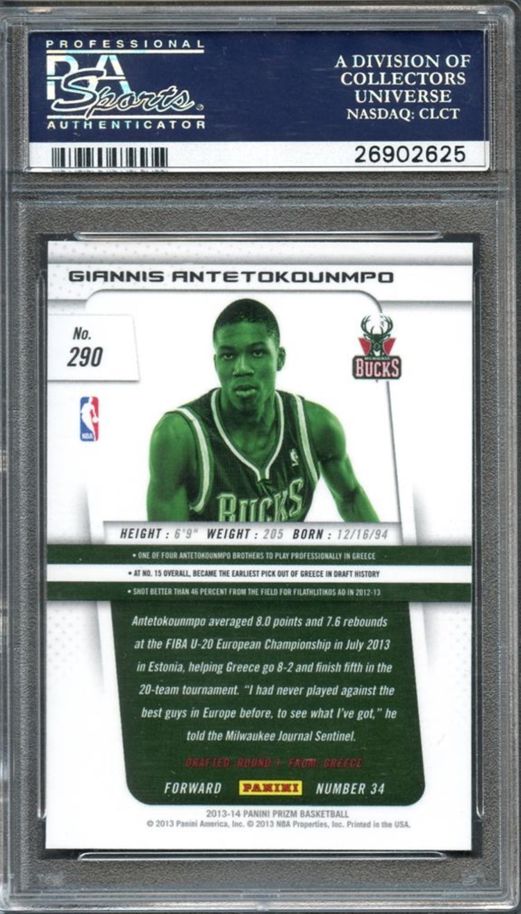 2013 Panini Prizm #290 Giannis Antetokounmpo PSA 10