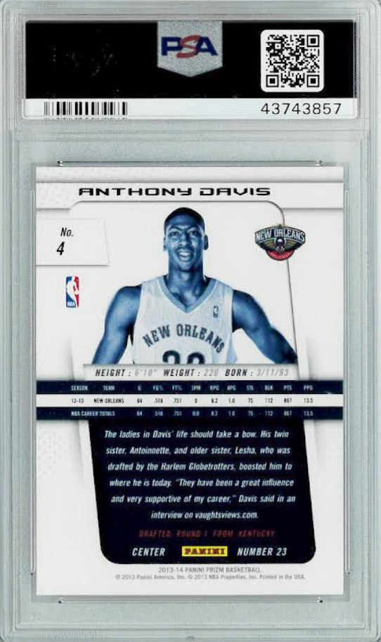 2013 Panini Prizm #4 Anthony Davis PSA MINT 9