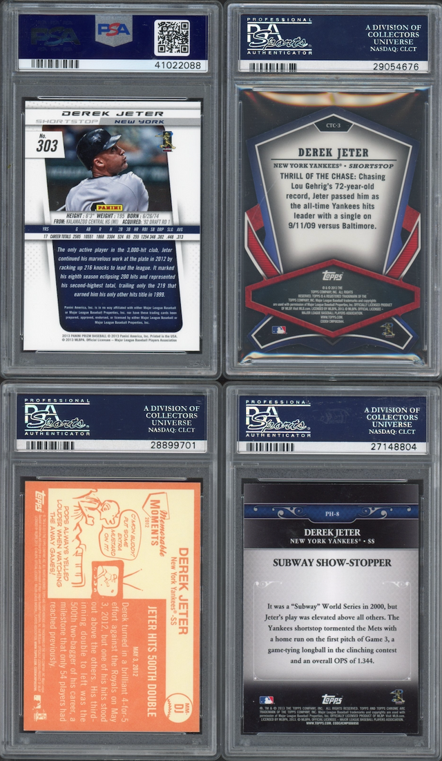 Lot of 4 2013 Derek Jeter PSA 10 Cards