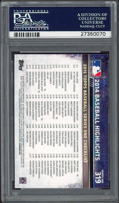 2015 Topps #319 Derek Jeter PSA 10