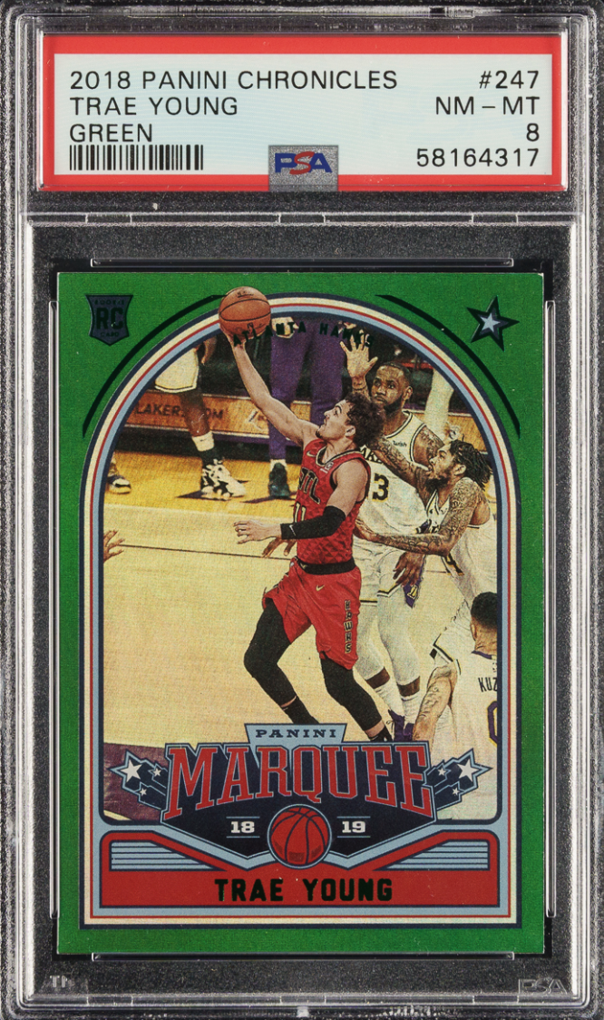 2018 Panini Chronicles Green #247 Trae Young PSA NM-MT 8