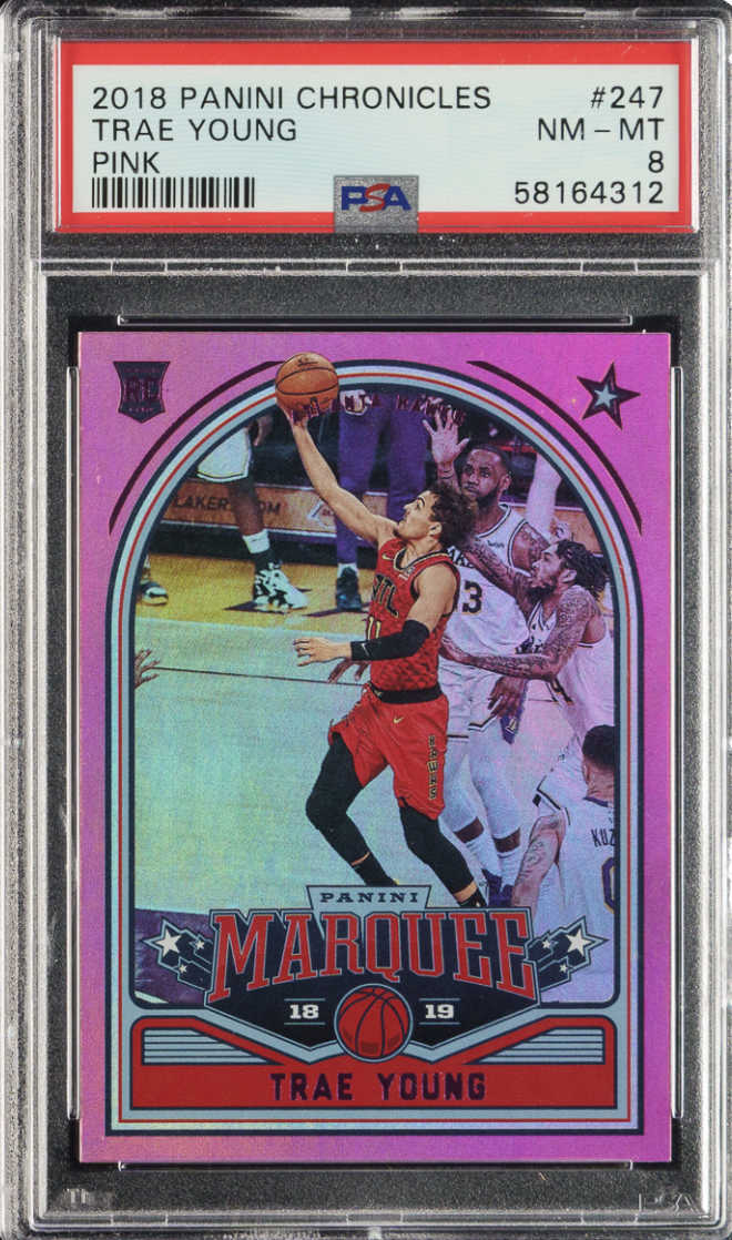 2018 Panini Chronicles Pink #247 Trae Young PSA NM-MT 8