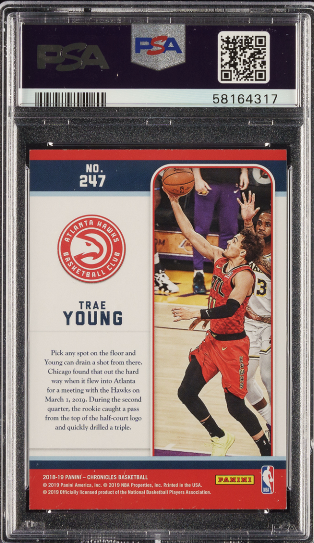 2018 Panini Chronicles Green #247 Trae Young PSA NM-MT 8