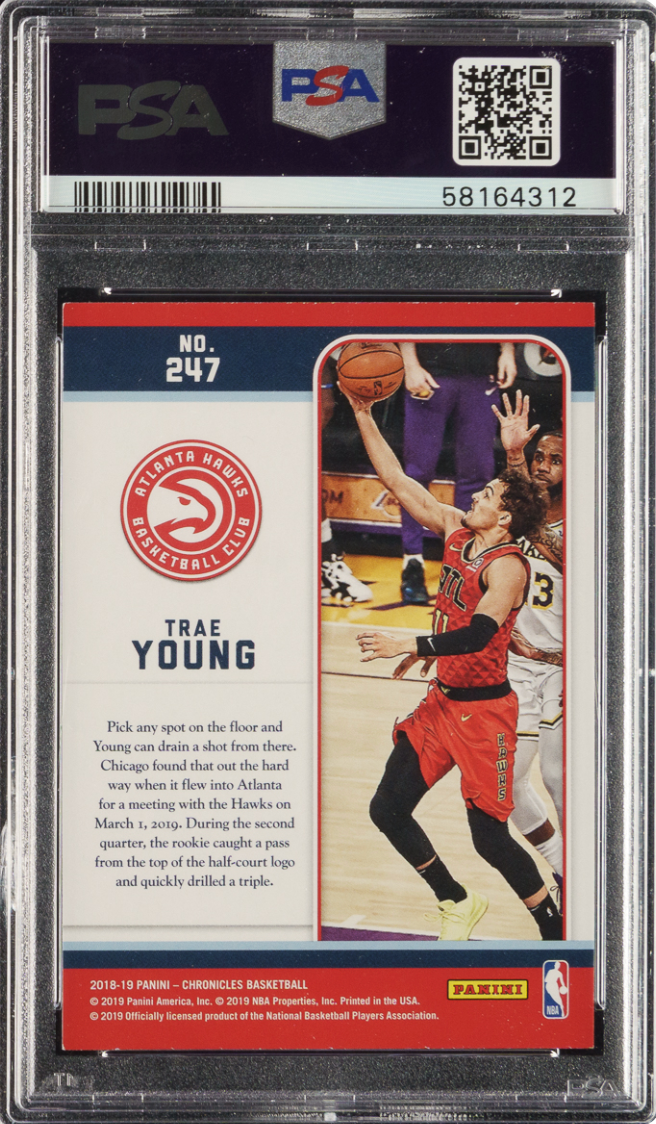 2018 Panini Chronicles Pink #247 Trae Young PSA NM-MT 8
