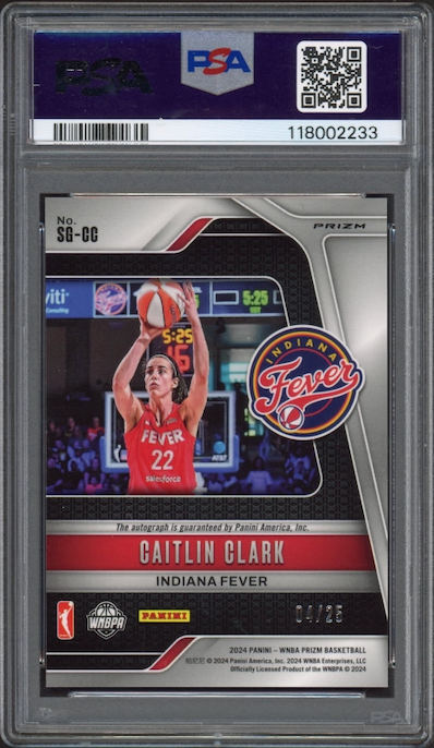 2024 Panini Prizm WMBA #SGCC Caitlin Clark Signature - Green Pulsar (4/25) PSA 10