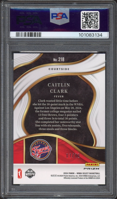 2024 Panini Select WNBA #218 Caitlin Clark Gold Flash (1/10) PSA 10